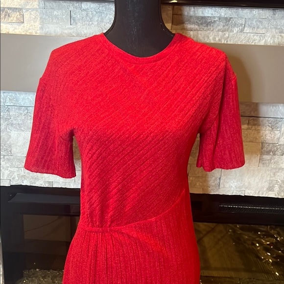 Zara Red Midi asymmetrical Dress size S - Picture 2 of 13